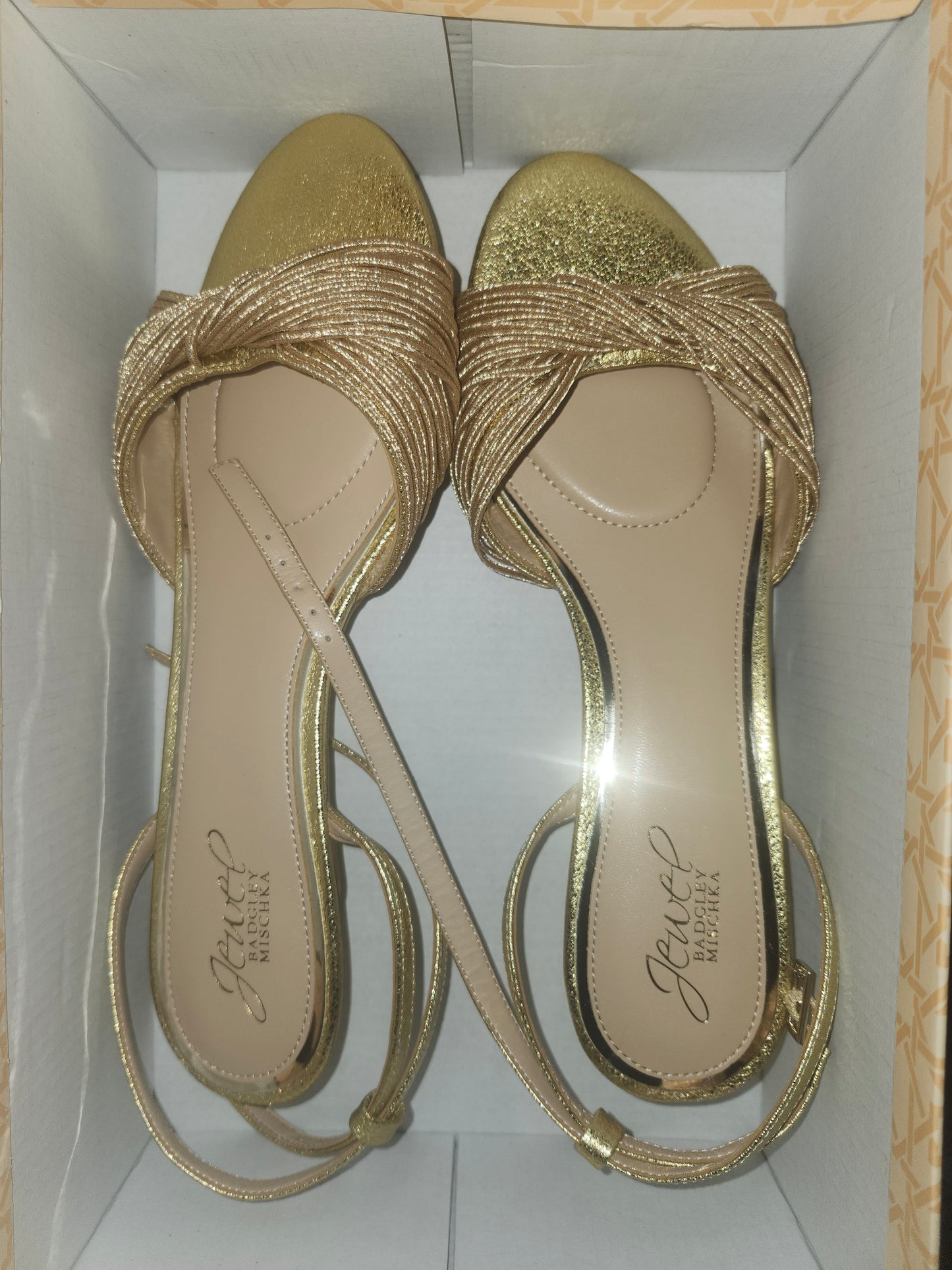 Nance Gold Ankle-Strap Sandals