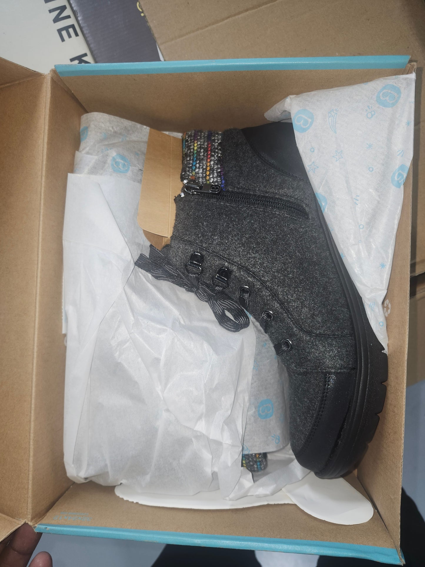 Bzees Brooklyn Lace-Up Wedge Boots, Black Heathered, Size 9.5