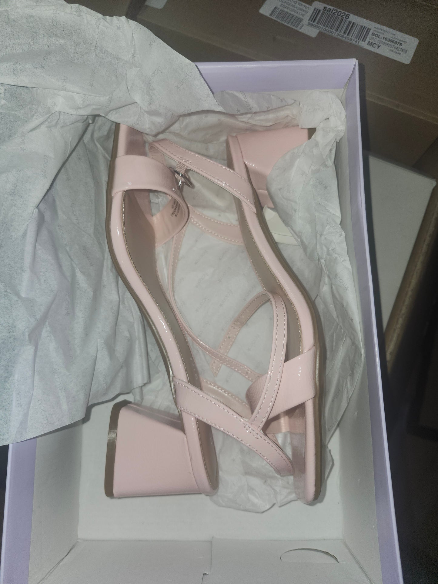 Madden Girl Birdie Block-Heel Sandals Rose Patent Size 8MUS