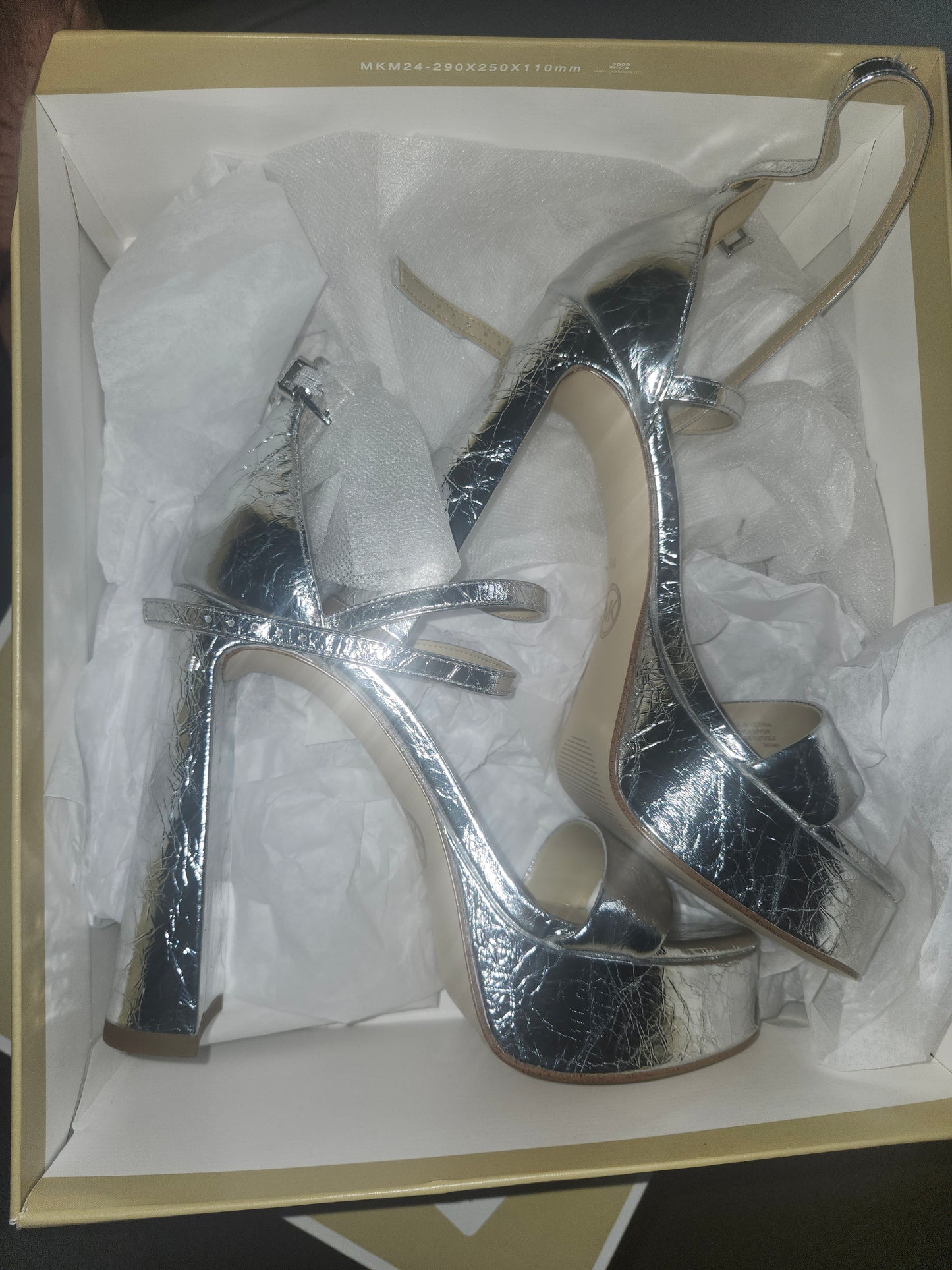 Michael Kors Cami Platform Sandals Silver, Size 6MUS