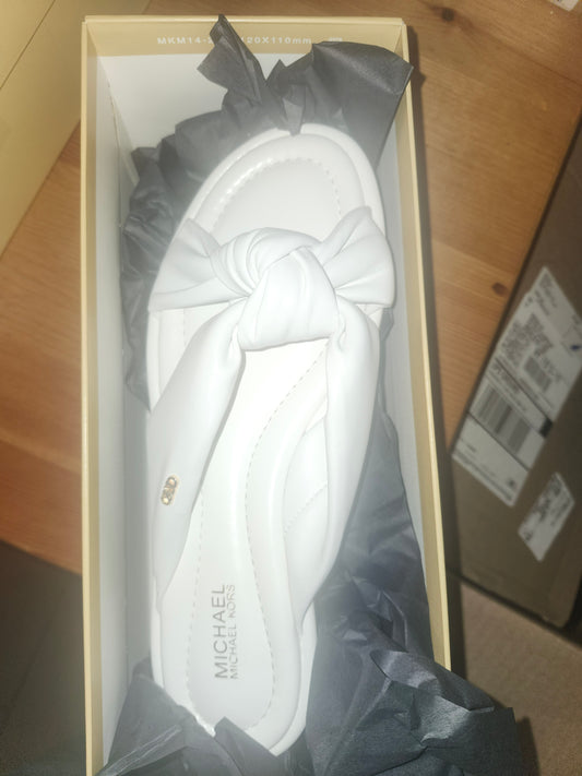 Michael Kors Elena Knotted Slide Sandals 7.5MUS - Optic White