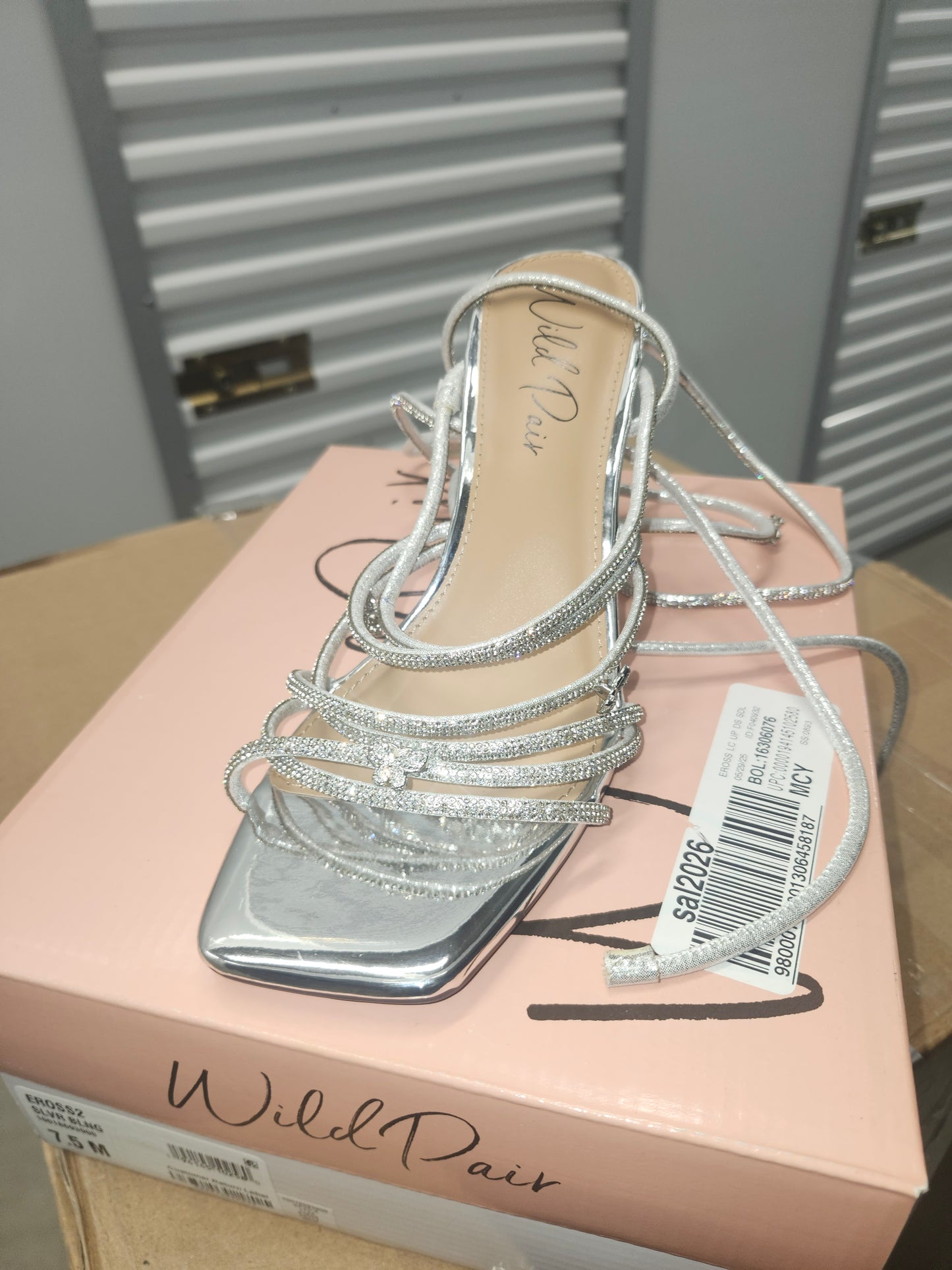 Wild Pair Eross Lace-Up Dress Sandals 7.5MUS - Silver Bling