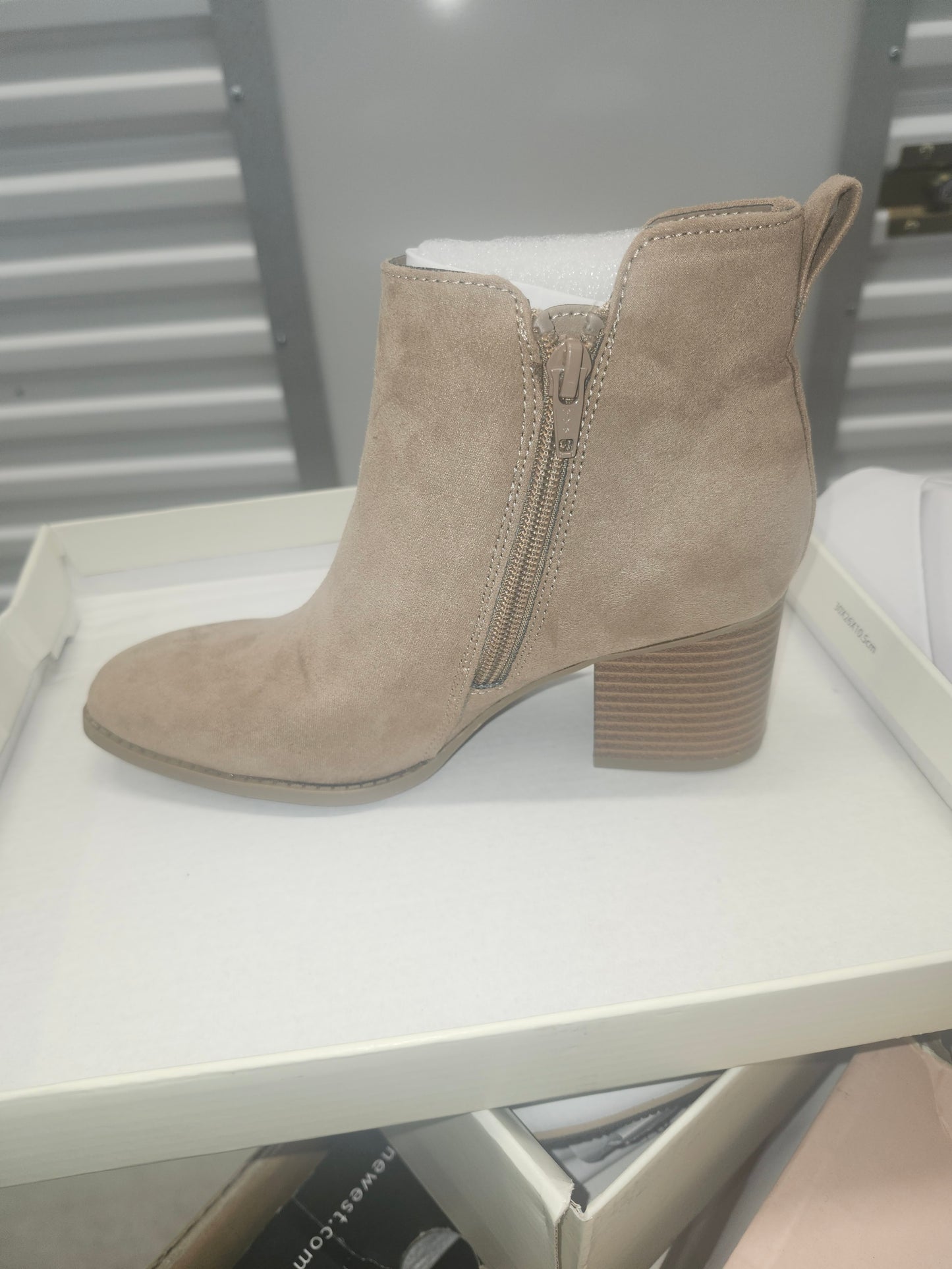 Style & Company Aloraa Beige Booties Almond Toe Block Heel