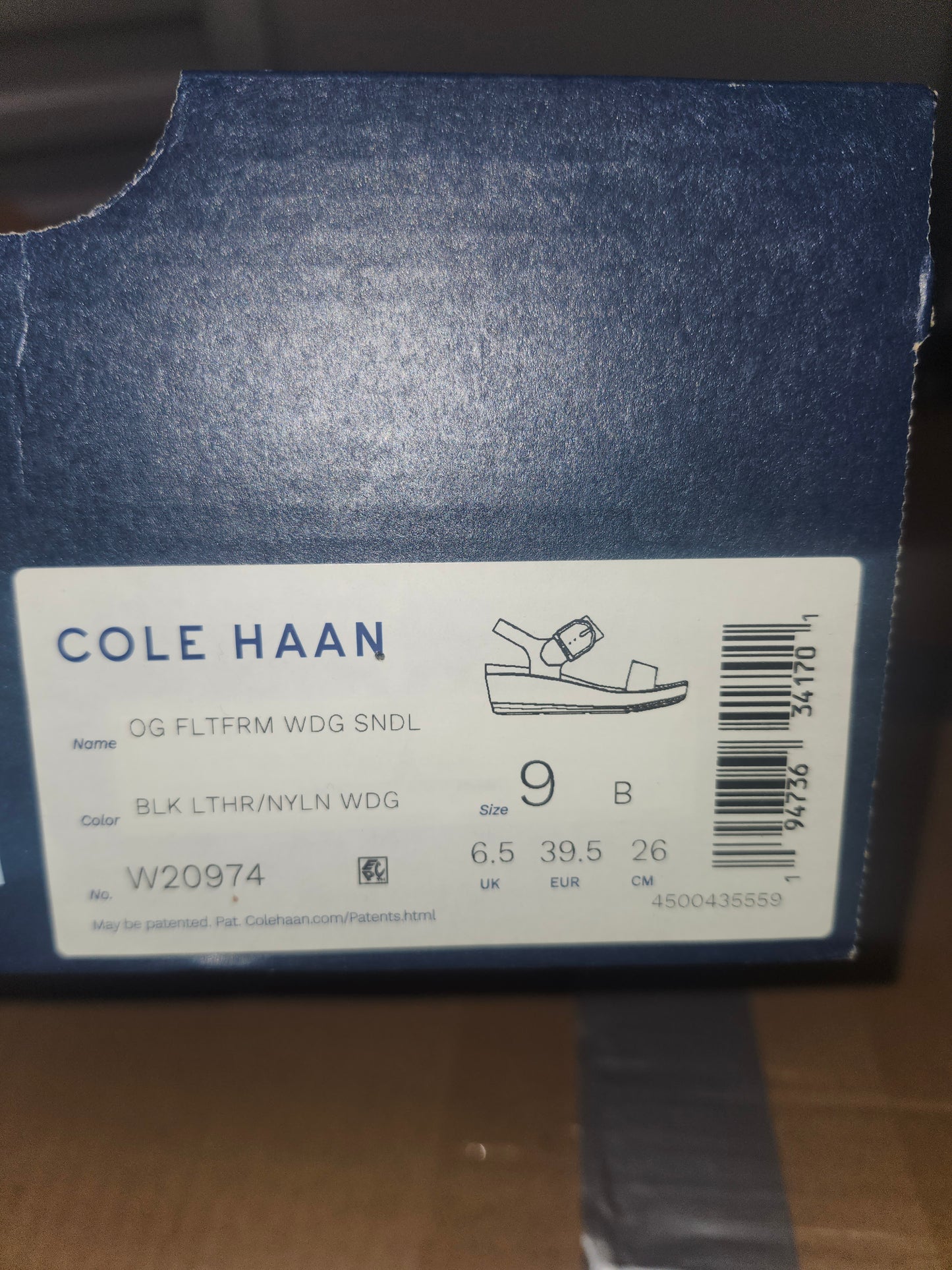 Cole Haan Original Grand Flatform Wedge Sandal, Size 9 Black Leather