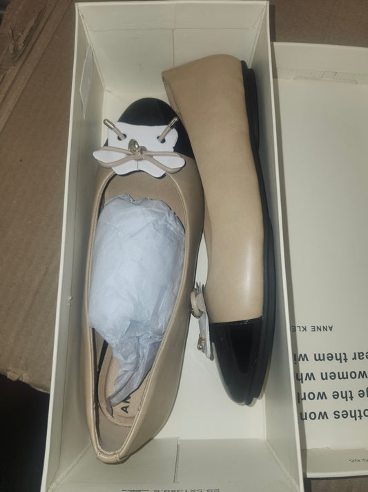 Anne Klein Luci Flat Shoes Nude Black Size 7.5 M