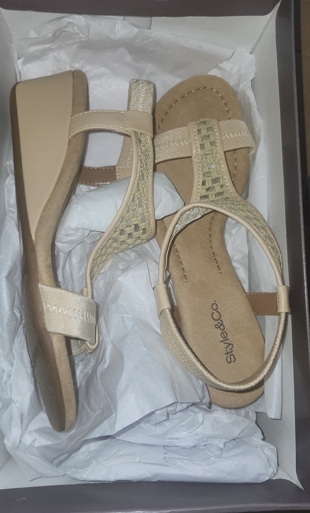 Style & Co Vacanzaa Wedge Sandals, 6.5MUS - Creme Raffia