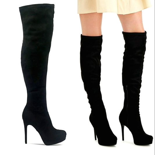 Thalia Sodi Clarissa Black Stiletto Dress Boots, Size 10