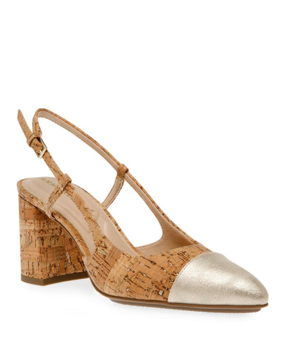 Anne Klein Brooklyn Slingback Dress Pumps 5.5MUS - Natrl/Pltm