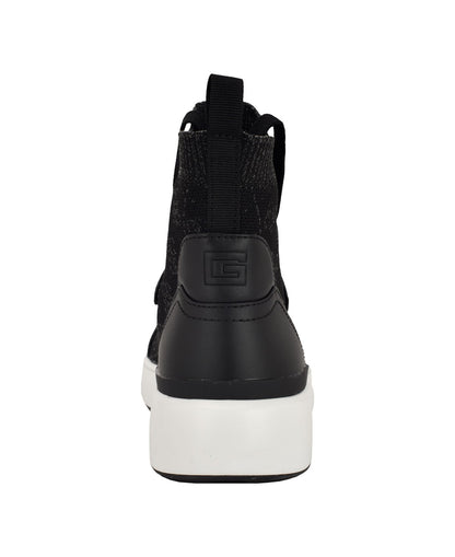 Guess Mannen Knit Hi-Top Sneakers, Black Logo, Size 9.5MUS