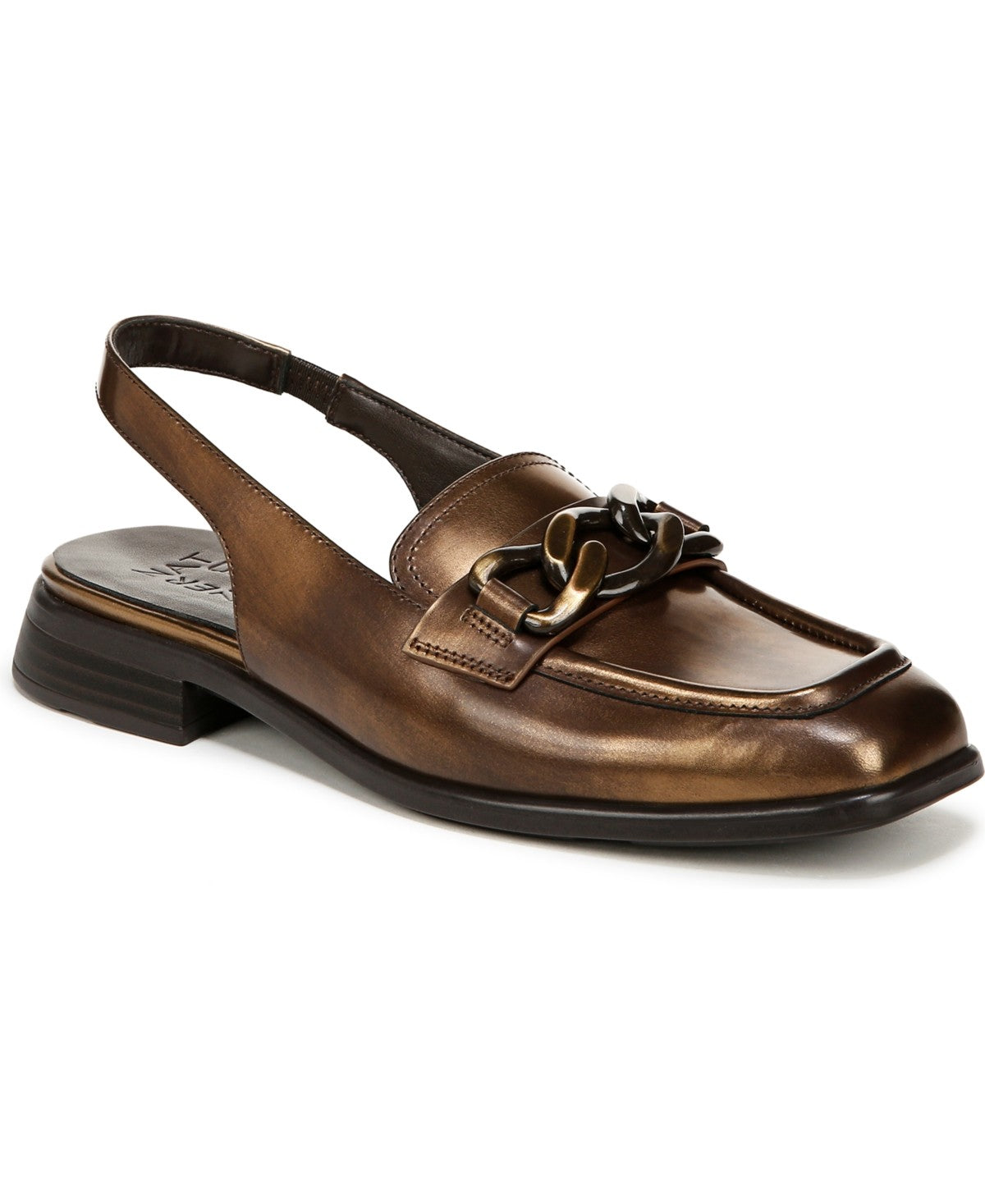 Naturalizer Frances Slingback Loafers Bronze Leather, Size 8.5WUS