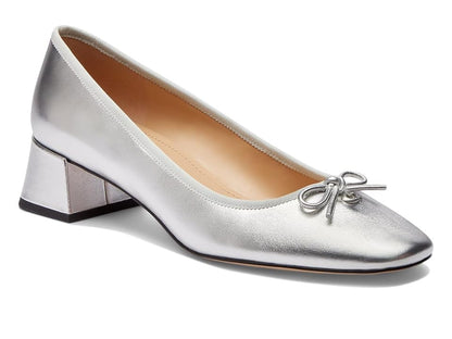 COACH Ava Ballet Pumps Silver Leather Size 10 B - Medium