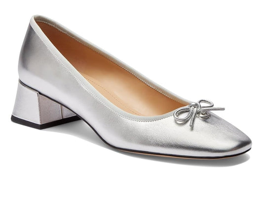 COACH Ava Ballet Pumps Silver Leather Size 10 B - Medium