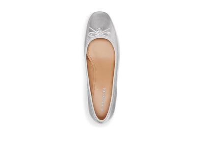 COACH Ava Ballet Pumps Silver Leather Size 10 B - Medium