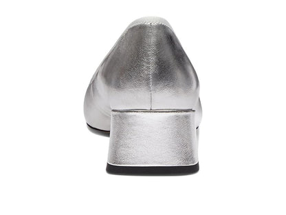 COACH Ava Ballet Pumps Silver Leather Size 10 B - Medium