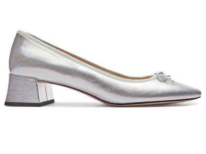 COACH Ava Ballet Pumps Silver Leather Size 10 B - Medium