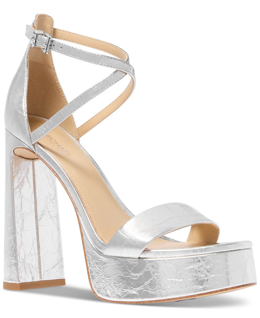 Michael Kors Cami Platform Sandals Silver, Size 6MUS