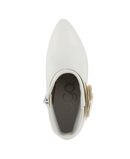 Sugar Evvie Bloom Dress Booties White, Size 7MUS