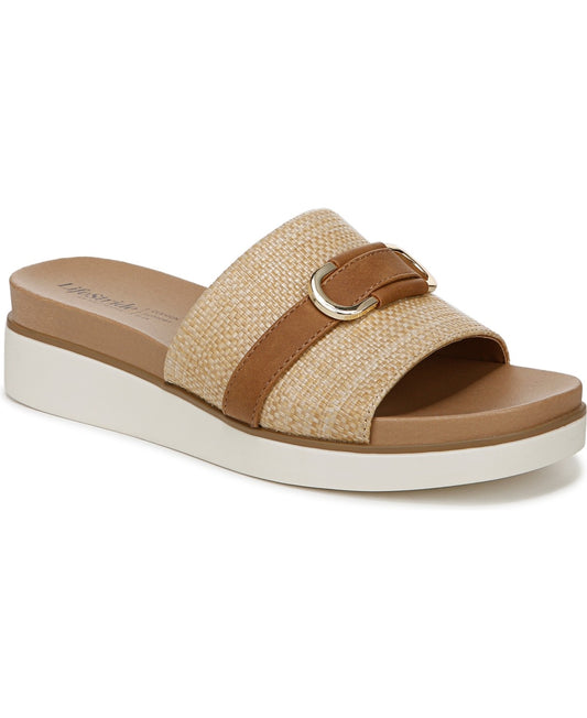 LifeStride Genevieve Slide Sandals 7.5MUS - Natural Tan Woven