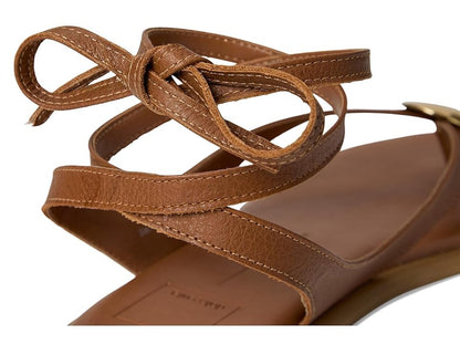 Dolce Vita Judy Embellished Flat Sandals, Cognac Leather, Size 8MUS