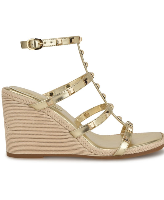 Nine West Sardis Gold Wedge Sandals, Size 12M US