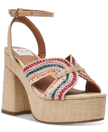 DV Dolce Vita Waylan Raffia Platform Sandals, 7.5MUS - Rainbow
