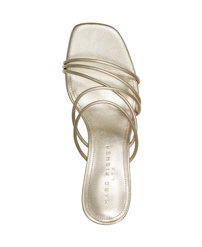Marc Fisher Ltd Banna Gold Leather Kitten Heels, Size 8.5MUS