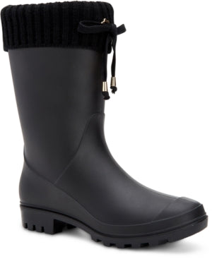 Charter Club Camylla Tall Rain Boots, Knit Collar, Size 7M