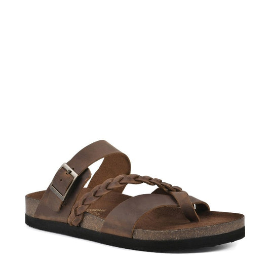 White Mountain Hazy Footbed Sandals Whiskey Leather Size 9.0 M