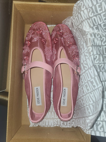 Steve Madden Dreaming Pink Embellished Flat Shoes, Size 10 M