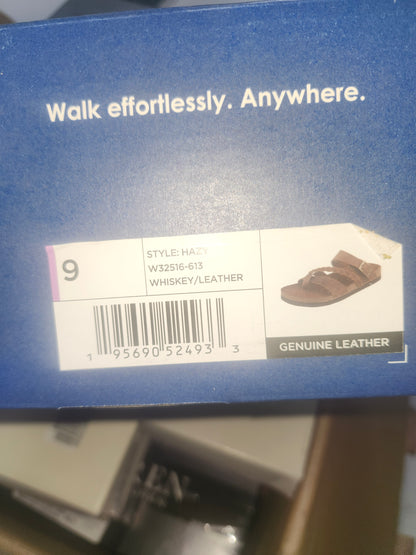 White Mountain Hazy Footbed Sandals Whiskey Leather Size 9.0 M