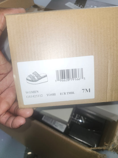 MIA Yoshi Ecru Wedge Shoes, Faux Leather, Size 7