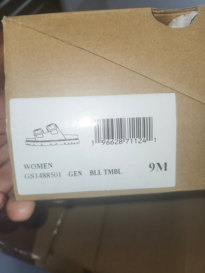 MIA Gen Women's Black/Gold Buckle Wedge Shoes, Size 9