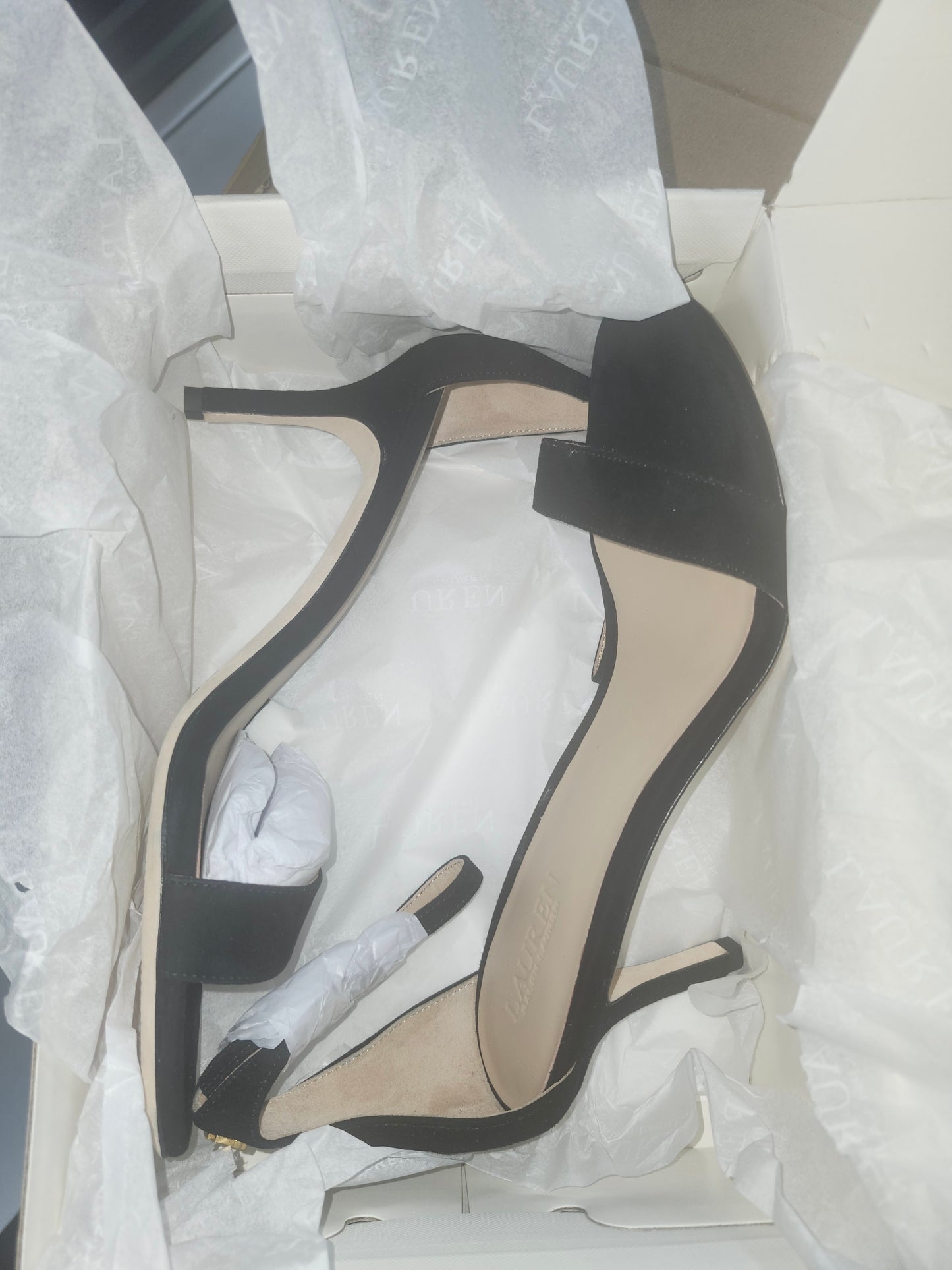 Lauren Ralph Lauren Allie Mid-Heel Suede Sandals, Size 7