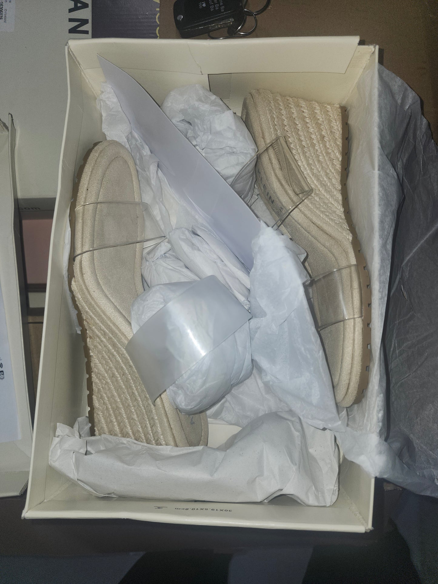 Anne Klein Sense Espadrille Wedge Sandals 8.5MUS Clear Vinyl