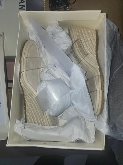 Anne Klein Sense Espadrille Wedge Sandals 8.5MUS Clear Vinyl