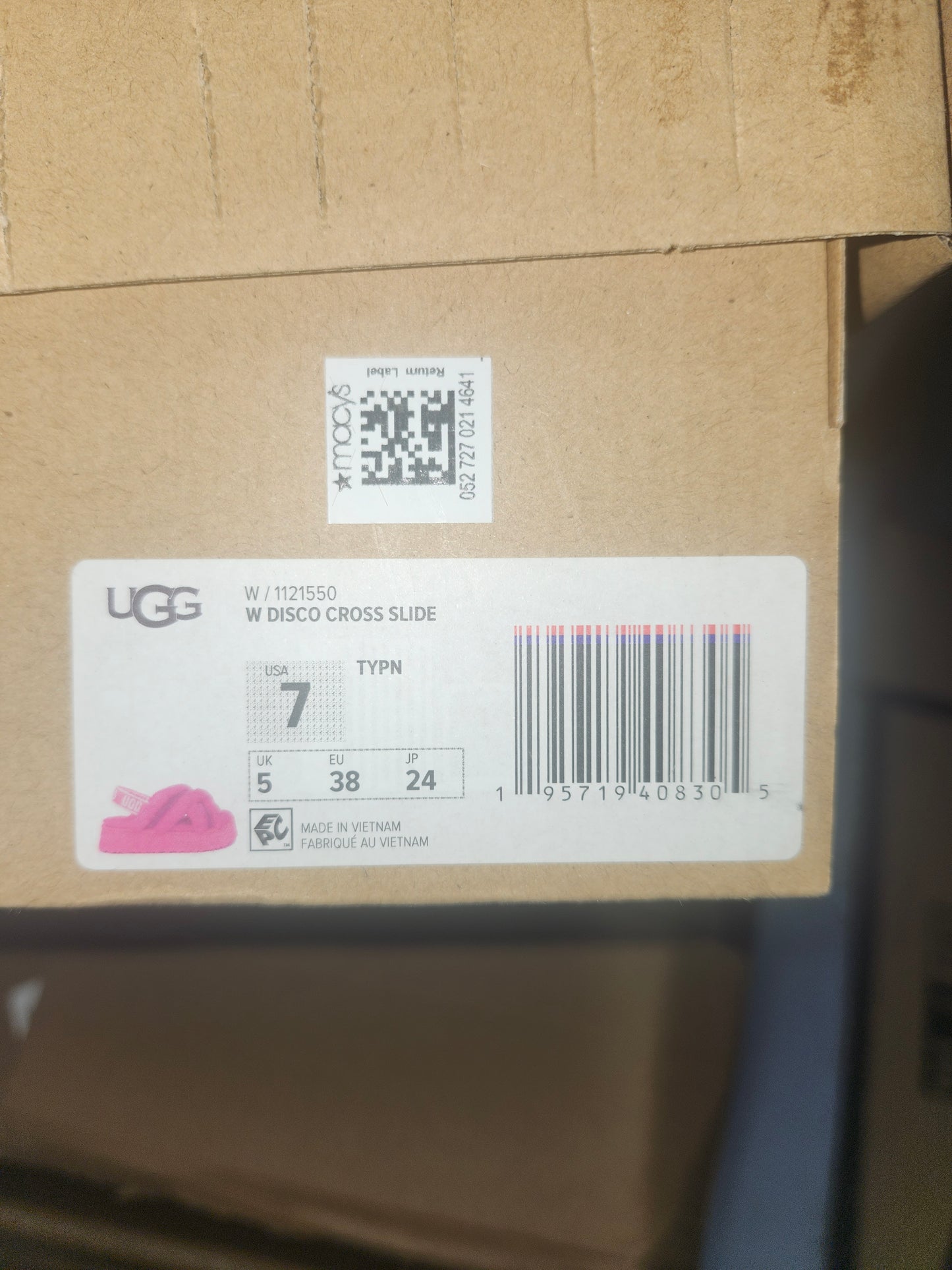 Ugg Disco Cross Slide Platform Size 7 - Taffy Pink