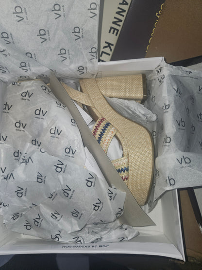 DV Dolce Vita Waylan Raffia Platform Sandals, 7.5MUS - Rainbow