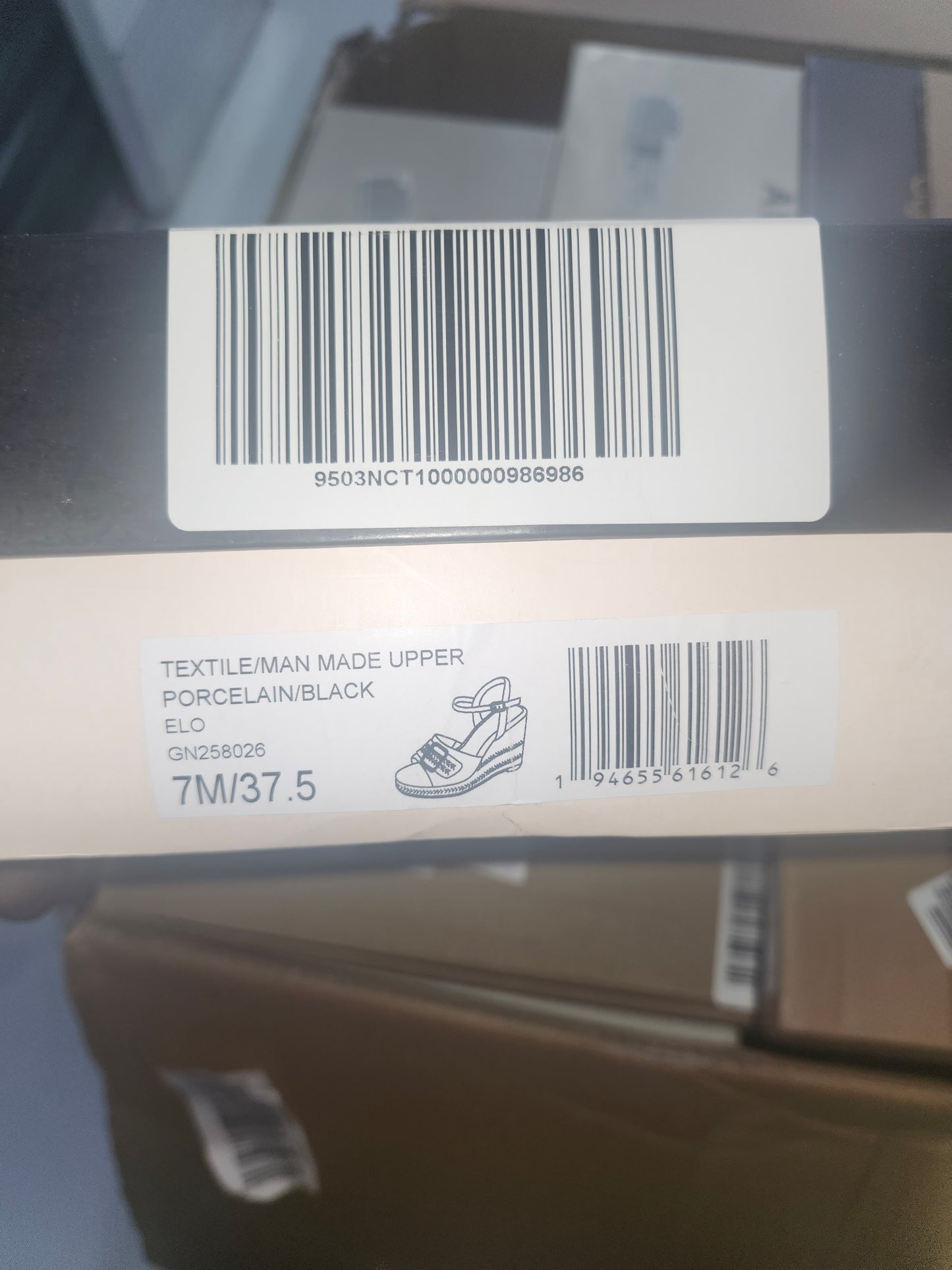 BCBGeneration Elo Buckle Wedge Sandals - Porcelain, Black Size 7US