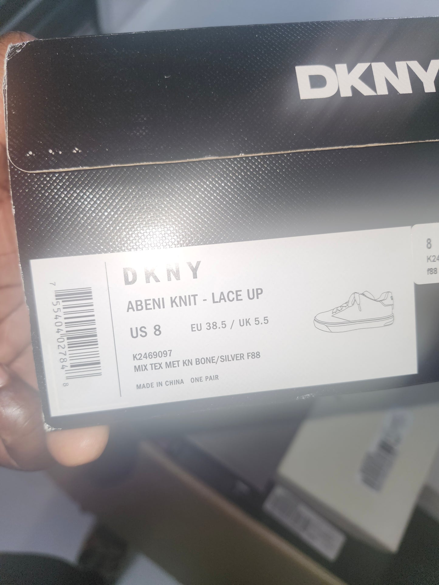 DKNY Abeni Lace-Up Low-Top Sneakers, Bone/Silver, Size 8MUS