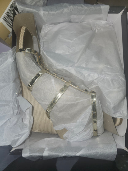 Nine West Sardis Gold Wedge Sandals, Size 12M US