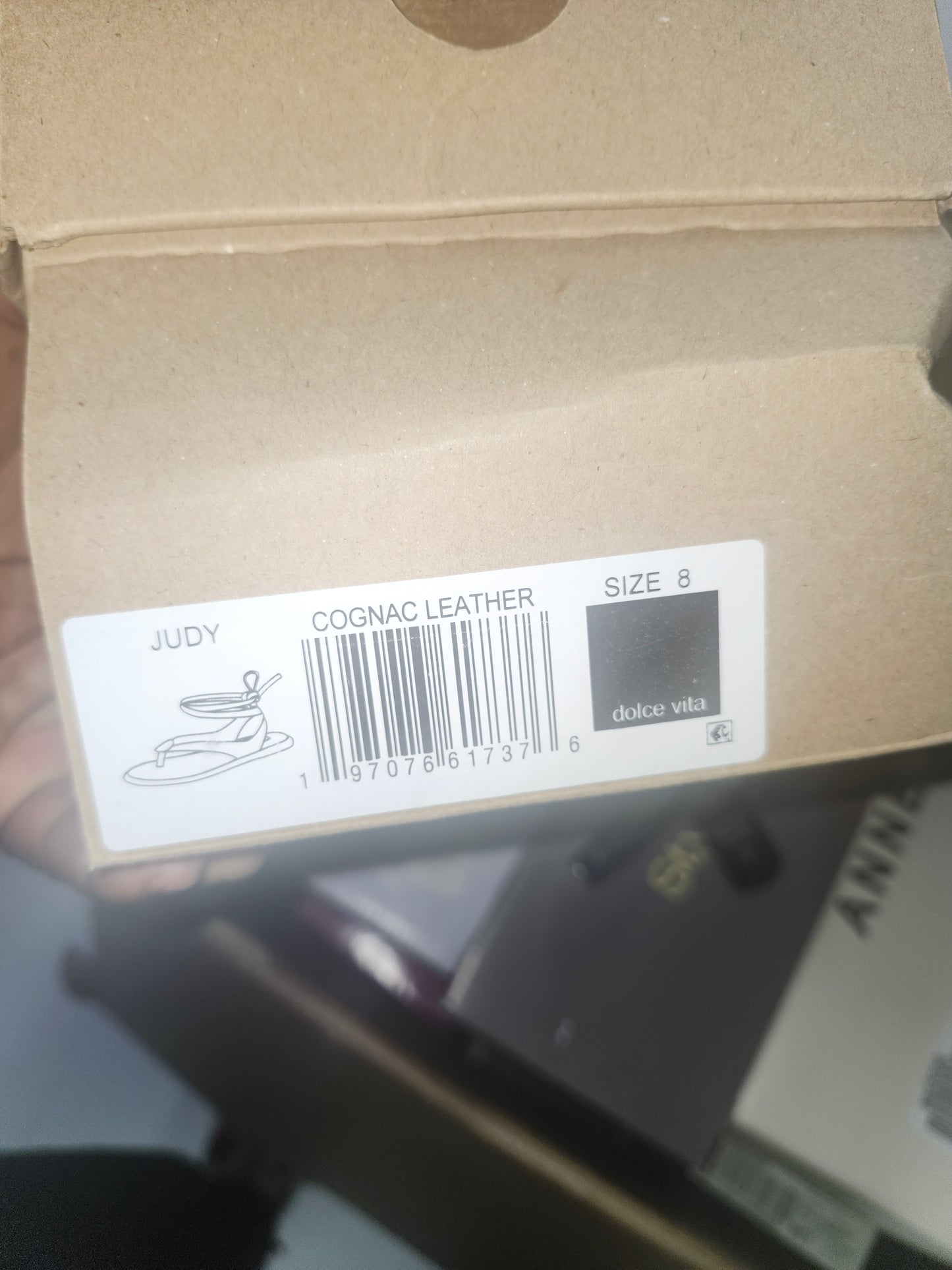 Dolce Vita Judy Embellished Flat Sandals, Cognac Leather, Size 8MUS