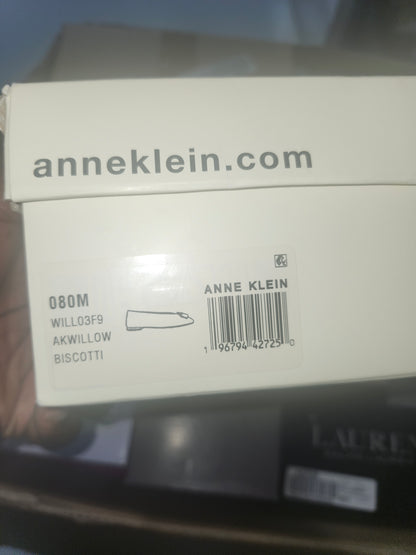 Anne Klein Willow Flat Shoes, Biscotti Leather Size 8 M