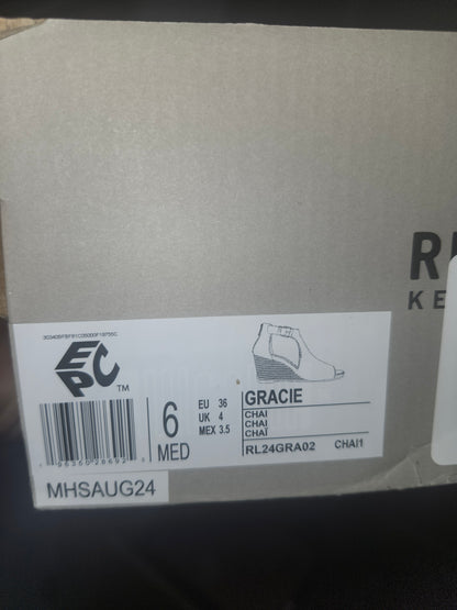 Kenneth Cole Reaction Gracie Wedge Sandals Size 6US - Chai