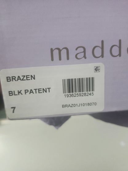 Madden Girl Brazen Stiletto Dress Sandals Black Patent Size 7MUS