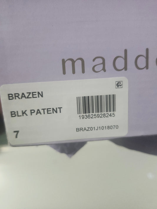 Madden Girl Brazen Stiletto Dress Sandals Black Patent Size 7MUS