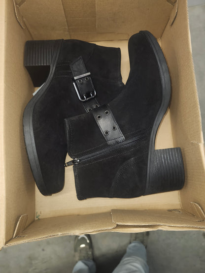 Clarks Hollis Star Leather Booties Black, Buckle, Cushioned, 9.5 M