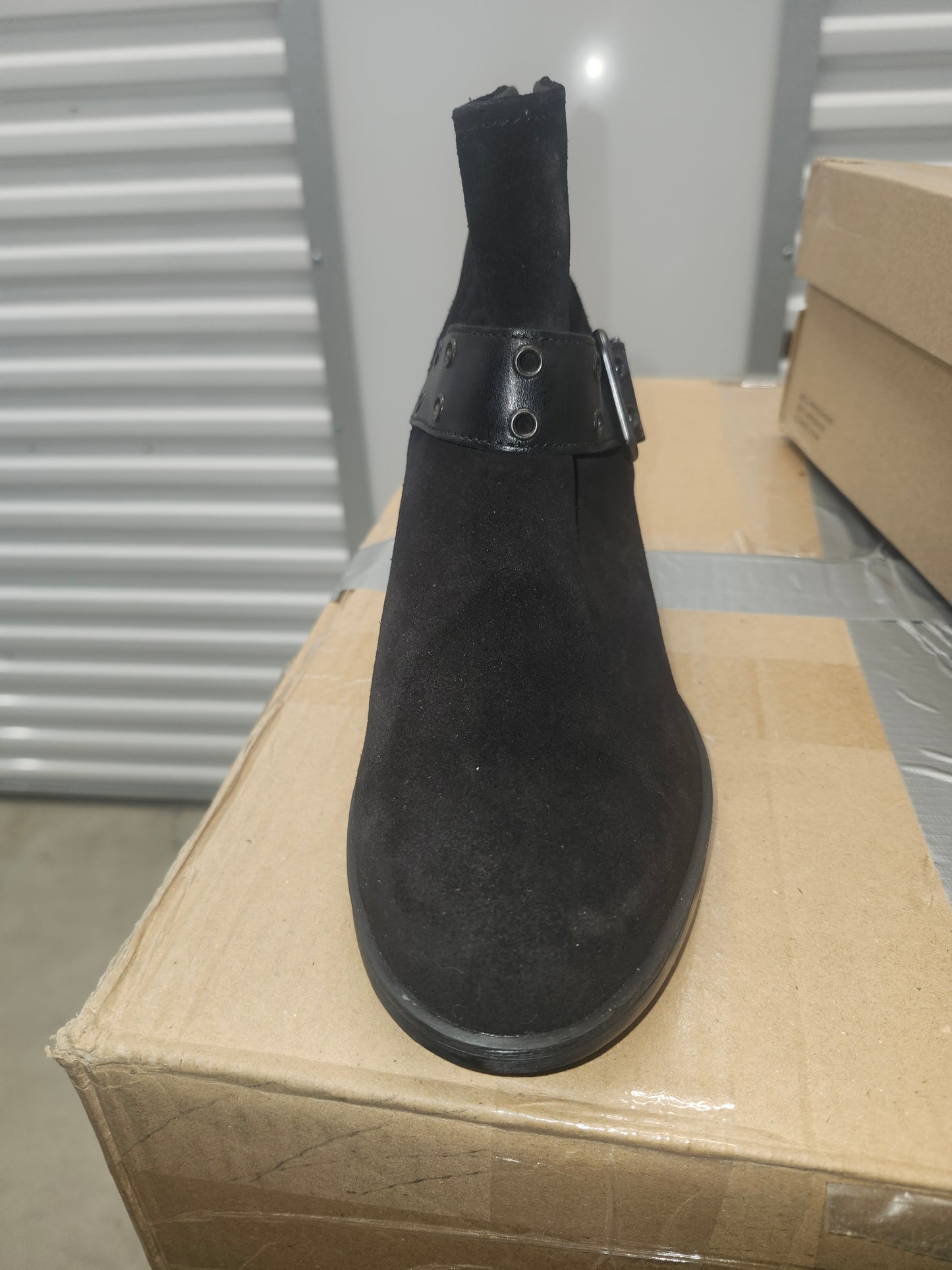 Clarks Hollis Star Leather Booties Black, Buckle, Cushioned, 9.5 M