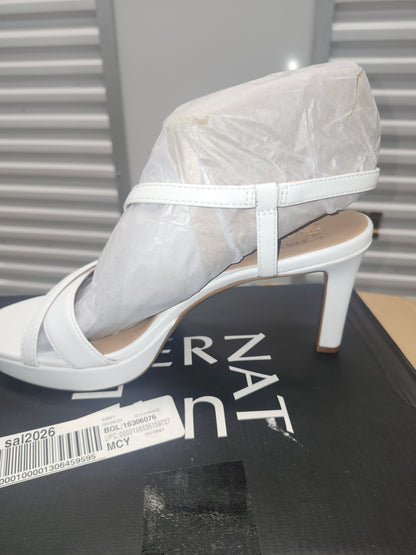 Naturalizer Abby Dress Sandals White Faux Leather Size 8MUS