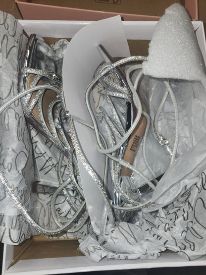 Wild Pair Eross Lace-Up Dress Sandals 7.5MUS - Silver Bling
