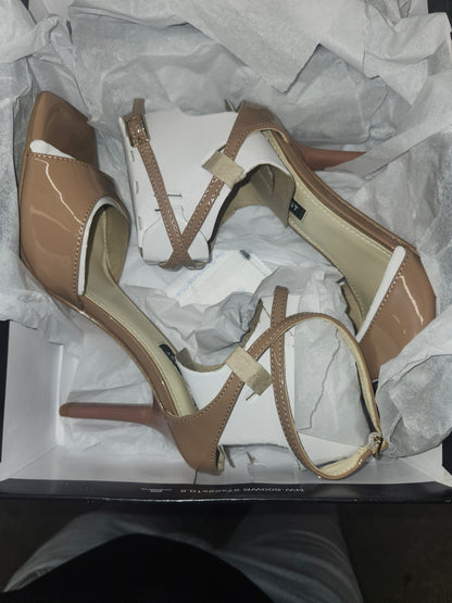 Nine West Devans Dress Sandals, Medium Natural Patent, Size 6M